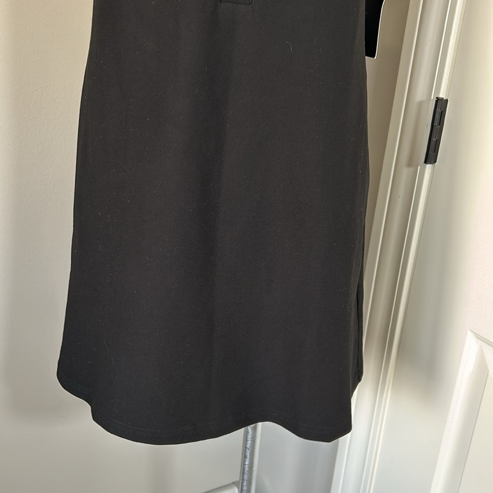 TUCKERNUCK Noir Ponte Wright Polo Dress Mini Black Vneck Sz M NEW - Picture 7 of 13